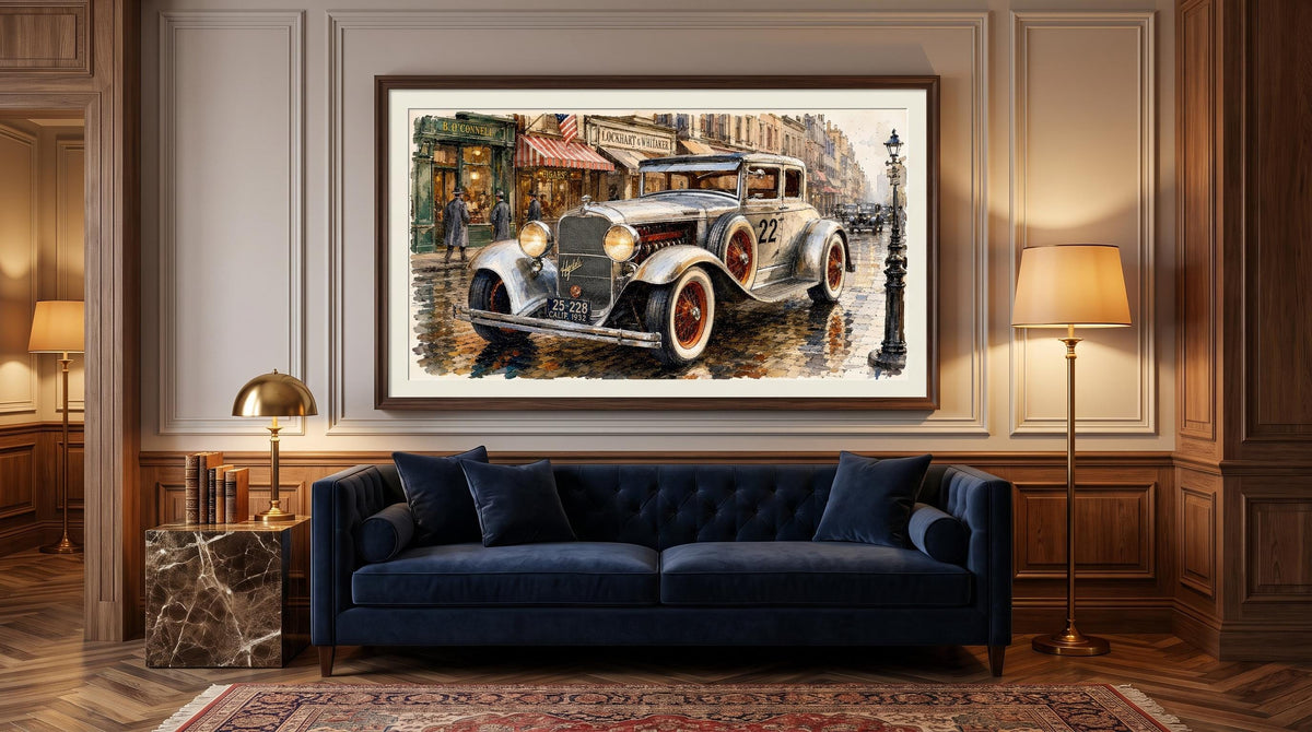 Vintage European Car Painting Digital Art